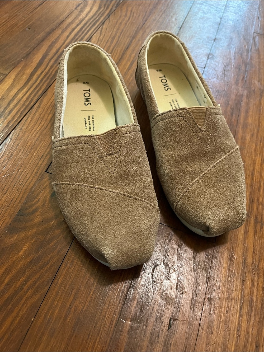 TOMS Women’s Suede Slip-On Loafers — Light Brown, Size 6